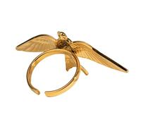 [Uitndvyte] Retro Style Solid Stainless Steel Bird Wings Open Ring Jewelry Accessories for Women Unique Fashion Statement Young Style Jewelry