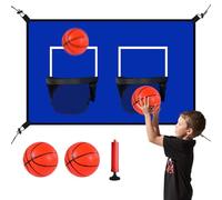 Uitseld Basketball Goal for Trampoline - Double Outdoor Basketball Hoop Trampoline - Kids Sports Toys with Balls & Pump, Jumping Recreational for Boys Girls Backyard Family Fun