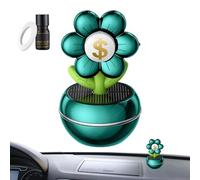 Uitseld Car Solar Air Freshener - Solar Powered Auto Perfume Diffuser,Flower Design With Wealth Sign, 360 Degree Rotation, Scent Decor Accessories For Vehicles