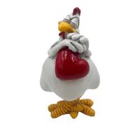 Uitseld Chicken Statue - Rustic Country Kitchen Rooster Holding A Loving Heart Decor,Resin Rooster Figurine For Backyard, Patio, Kitchen Decor, Lawn Ornaments, Outdoor Garden