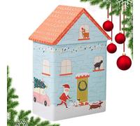 Uitseld Christmas Tins with Lids - Metal Christmas Cookie Tins - Cute Candy Box, Christmas Supplies, Funny Candy Jar, House Shape Candy Storage Containers