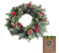 Uitseld Christmas Wreath Outdoor | 15.75inch Wreaths for Front Door Christmas with Lights - Decorative Garland Realistic for Mantle Kitchen Window Outside Cabinet Wall
