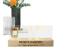 Uitseld Flower Garden Night Light, Acrylic LED Nursery Lamp, Beautiful Bedside Night Light, Lamp Sign Decoration with Wooden Base for Girlfriends, Women