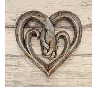 Uitseld Heart Holding Hands Wall Decor Decorative Art Sculpture Love Heart Wall Art Sculpture Unique Art Sculpture Forever Love Wooden Decoration Heart Ornament For Bedroom Living Room Love