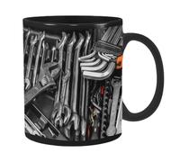 Uitseld Mechanic Toolbox Mug - Black Ceramic, 350ml, Toolbox Theme, Ergonomic Handle, Father's Day Gift, Novelty Mug