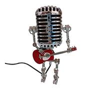 Uitseld Steampunk Table Lamp, Microphone Lamp, Standable Vintage Microphone Guitar Robot Table Lamp LED Bulbs, Home Desktop Decoration for Bar, Hotel, Restaurant, Shops, Super Markets