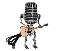 Uitseld Steampunk Table Lamp, Microphone Lamp, Standable Vintage Microphone Guitar Robot Table Lamp LED Bulbs, Home Desktop Decoration for Bar, Hotel, Restaurant, Shops, Super Markets