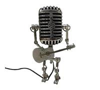 Uitseld Steampunk Table Lamp, Microphone Lamp, Standable Vintage Microphone Guitar Robot Table Lamp LED Bulbs, Home Desktop Decoration for Bar, Hotel, Restaurant, Shops, Super Markets