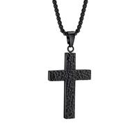Uitseld Women's Cross Necklace - Vintage Necklace - 3D Printed Pendant Jewelry Charm with Secret Compartment for Religious Baptism Casual Men Accessory Daily Wear