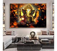 Uiujiij Diy Painting For Adults Lord Ganesha Hindu Gods Paint By Number Kit On Canvas For Beginners