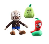 uiuoutoy 3 Pcs/Set Plants and Zombies Plush Toys Squash Pepper Grey Zombie Plushies Soft Stuffed Dolls Children Gift