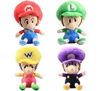 uiuoutoy Game Toys Baby Mari Luigi Little Buddy Wario Waluigi Plush Doll Soft Stuffed (4 Pieces)