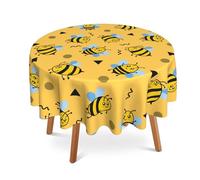 UIUPRO Honey Bees 60 Inch Round Tablecloth,Cute Animal Table Cloth Waterproof Stain and Wrinkle Resistant Circle Table Cover for Kitchen Dining Picnic Camping Indoor Outdoor Decor
