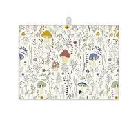 UIUPRO Mushroom Flowers Dish Drying Mat,Wild Plants Fungus Drying Rack Pad Countertop Dishes Ultra Absorbent Microfiber Kitchen Counter Mat for Coffee Countertop Decor 18x24 Inch