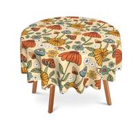 UIUPRO Retro Boho 60 Inch Round Tablecloth,Cute Mushrooms Floral Table Cloth Waterproof Stain and Wrinkle Resistant Circle Table Cover for Kitchen Dining Picnic Camping Indoor Outdoor Decor