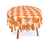 UIUPRO Retro Chess Board Round Table Cloth 60 Inch,Orange Checker Tablecloth Waterproof Stain Wrinkle Resistant Washable Circle Table Cover for Home Kitchen Dining Room Party Outdoor Picnic