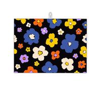 UIUPRO Retro Groovy Hippie Boho Dish Drying Rack Mat for Kitchen Counter,Daisy Flower Dish Drying Pad Absorbent Reversible Microfiber Protector for Coffee Bar Sink Countertops 18x24 Inch