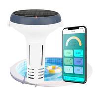 UIUZMAR Smart pH Chlorine Pool Monitor, pH ORP Salinity Pool Tester, 7 in 1 pH Salt EC TDS Free Chlorine ORP Temp Floating Solar Charged Chlorine Meter for Jacuzzi, Hot Tub, Bath, Pond Water
