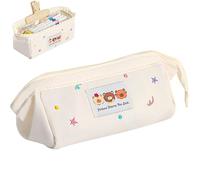 UIVXXUD Japanese Style Kawaii Bears Pencil Case - Large Capacity Cute Ins Aesthetic Supplies Organizer Pouch & Makeup Brush Storage (White)