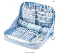 UIVXXUD Kawaii Cute Aesthetic Pencil Case - Large Capacity Canvas Pen Pouch Bag (Blue)