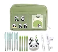 UIVXXUD Kawaii Cute Aesthetic Pencil Case - Large Capacity Canvas Pen Pouch Bag (Green 11 PCS Set)