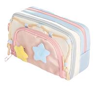 UIVXXUD Portable Multi-Layer Kawaii Pencil Case Organizer - Large Capacity Color Block Design Pen Pouch Supplies - Cute Functional Bag (Pink)
