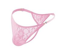 UIWFJEH Gay Underwear Men'S Sheer Lace Thong Sexy Panties Both Sides Open Buckle Model Panties Gay Underwear,Pink,XL