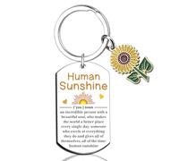 UIWIHHP Human Sunshine Gift for Women Men Motivational Gift for Coworker Teacher Nurse Sunflower Keychain Mental Health Gifts for Her Him Unique Birthday Valentines Day Gifts Human Sunshine Keyring,