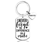 UIWIHHP Thank You Gifts Appreciation Gifts Keychain f or Women Men Birthday Christmas Gifts Stocking Stuffers Retirement Gift for Her Him Never Forget The Difference That You Make Keyring, Silver, S
