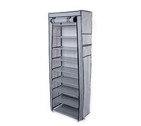 UIXENI 10-Tier Shoes Rack with Dustproof Cover, Non-Woven Fabric Shoe Storage Cabinet Shoe Organizer for Living Room Hallway (Gray)