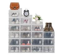 UIXENI 18 PCS Shoe Storage Boxes Clear Plastic Stackable Shoe Box Shoe Organizer Containers with Lids for Women/Men