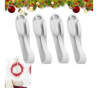 UIXENI Pack of 4 Christmas Stocking Holders Hangers for Fireplace Mantle, Reusable Silicone Ties for Wreath Xmas Garland Hanger (White)