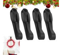 UIXENI Pack of 4 Christmas Stocking Holders Hangers for Fireplace Mantle, Reusable Silicone Ties for Wreath Xmas Garland Hanger (Black)
