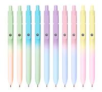 UIXJODO Gel Pens, 10 Pcs 0.5mm Japanese Black Ink Pens Fine Point Smooth Writing Pens with Silicone Grip, High-End Series Metal Clip Retractable Pens (10 Pcs Aurora)