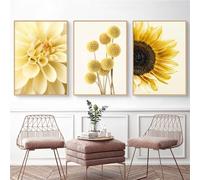 Uixxducc Modern Poster Set, Yellow Sunflower Pictures, Flowers Leaves Wall Pictures, Stylish Canvas Pictures, Without Frame, Art Pictures for Living Room, Bedroom (C, 40 x 50 cm)