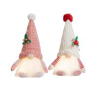 UIYIHIF 2PCS Lighted Christmas Gnomes Plush Ornaments Handmade Swedish Tomte Xmas Gnomes Christmas Elf Decoration Ornaments for Home Tiered Tray Decor Table Ornaments (B)