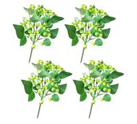 UIYIHIF 4 PCS Artificial Holly Berry Stems Branches 5.1 Inch Christmas Red Berry Picks with Green Leaves Faux Christmas Floral Picks Greenery Plant for Christmas Tree DIY Wreath Party