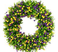 UIYIHIF 50cm Artificial Wreaths for Front Door, Plastic Spring Summer Wreath Colorful Floral Wreath for Wedding Party Indoor Outdoor Wall Home Decor