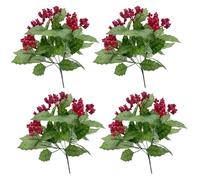 UIYIHIF Artificial Holly Leaves Berries Stems Christmas Red Holly Berries Picks Fake Christmas Bush for Christmas Party Holiday Home Decoration (little Berries)