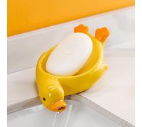 UIYIHIF Ceramic Shower Soap Dish Tray, Soap Savers Tray with Self Draining Cute Duck Shape Soap Rack for Shower Bathroom Tub Kitchen Sink