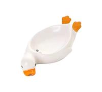 UIYIHIF Ceramic Shower Soap Dish Tray, Soap Savers Tray with Self Draining Cute Duck Shape Soap Rack for Shower Bathroom Tub Kitchen Sink