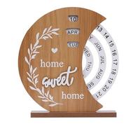 UIYIHIF Wall Wooden Perpetual Calendar, Wood Rustic Circular Wall Mounted Spin Perpetual Calendar, Farmhouse Wooden Calendar Sign Decor for Home and Office (Moon)
