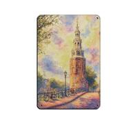 UIYTYBGAG Amsterdam Canalside Church Retro Poster Metal Tin Sign Chic Art Retro Iron Painting Bar People Cave Cafe Family Garage Poster Wall Decoration 8x12inch(20x30cm)