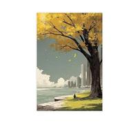 UIYTYBGAG Autumn Tree Lake Cityscape Canvas Poster Bedroom Decor Landscape Decor Gift 24x36inch(60x90cm)