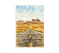 UIYTYBGAG Desert Road to Monument Valley Watercolor Landscape Canvas Poster Wall Art Print Picture Paintings 12x18inch(30x45cm)