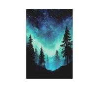 UIYTYBGAG Ethereal Pine Forest with Aurora Borealis Canvas Poster Bedroom Decor Landscape Decor Gift 24x36inch(60x90cm)