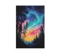 UIYTYBGAG Forest Night Sky with Aurora Borealis Canvas Poster Wall Art Print Picture Paintings 24x36inch(60x90cm)