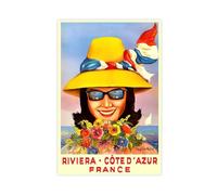 UIYTYBGAG French Riviera Travel Poster Canvas Poster Wall Art Print Picture Paintings 24x36inch(60x90cm)