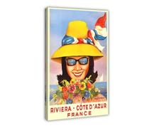 UIYTYBGAG French Riviera Travel Poster Canvas Poster Wall Art Print Picture Paintings 24x36inch(60x90cm)