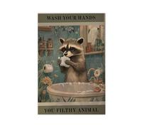 UIYTYBGAG Funny Raccoon Bathroom Canvas Poster Bedroom Decor Landscape Decor Gift 24x36inch(60x90cm)